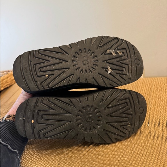 UGG Black Leather Classic Ultra Mini Boots - Picture 5 of 7